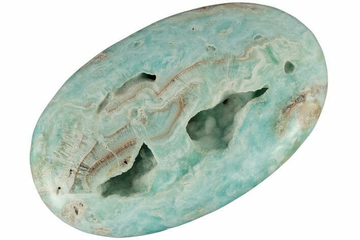 Polished Blue Caribbean Calcite Palm Stone #187879